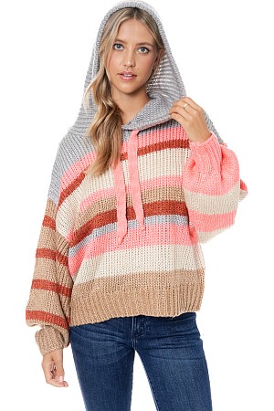 Color block sweater knit top